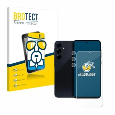 Abbildung von BROTECT Schutzglas für Samsung Galaxy A55 5G (Display+Kamera) Schutzfolie Panzer Folie Glas [Extrem Kratzfest 9H, Anti Fingerprint,