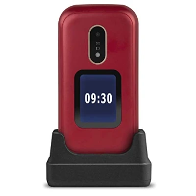 Abbildung von Doro 6060 GSM Mobiltelefon im eleganten Klappdesign (3 MP Kamera, 2,8 Zoll (7,11cm) Display, GPS, Bluetooth) rot weiß