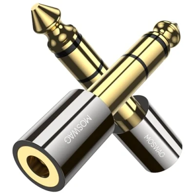 Abbildung von MOSWAG Klinke Adapter, 3.5mm auf 6.35mm 2 Stück, 6,35mm Stecker 3,5mm Buchse Stereo Kopfhörer Adapter für Kopfhörer, Keyboard, Gitarre, Lautsprecher, Klavier, Mixer und mehr