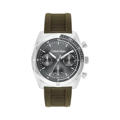 Abbildung von Calvin Kein Klein Multi Zifferblatt Quarz Uhr für Herren Kollektion CK Flex mit Grünes Silikonarmband 25200469