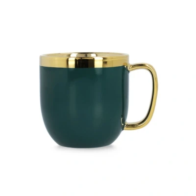 Abbildung von HOMLA Sinnes Tasse mit Goldener Verzierung Becher Teetasse Kaffeebecher 0,28 l Porzellan Vergoldet Handbemalt Smaragd &amp; Gold
