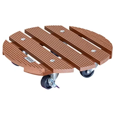 Abbildung von Wagner Pflanzenroller WPC Ø 29 x 7,5 cm I Blumenroller für Außenbereich + Innenbereich Kübelroller FSC® Wood Plastic Composite, Terracotta 2 Feststeller Tragkraft 100 kg 20053501