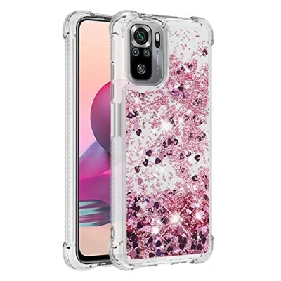 Abbildung von KBIKO zxl Kompatibel mit Xiaomi Redmi Note 10 4G Glitzer Hülle,Mädchen Glitzern Handyhülle,Paillette Flüssigkeit Clear Silikon Schutzhülle für / 10S.Rose Gold YBL