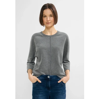 Abbildung von Cecil Streifen Struktur Langarmshirt, Damen, Größe: XXL, Blau
