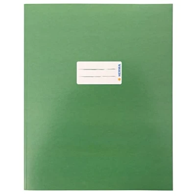 Abbildung von HERMA 20047 Heftumschlag Quart Karton Grün, Hefthülle mit Beschriftungsfeld aus stabilem &amp; extra starkem Papier, Heftschoner für Schulhefte, farbig