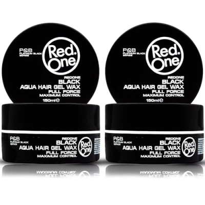 Abbildung von RedOne Aquatisches Haarwachs Schwarz 150ml für Männer und Frauen Ultra Halt Grüner Zitronenduft Maximale Kontrolle 2 Stück