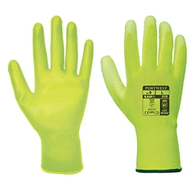 Abbildung von Portwest A120 atmungsaktiver PU Handflächenhandschuh, gelb, XX Large