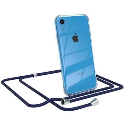 Abbildung von EAZY CASE Handykette kompatibel mit iPhone XR Handyhülle Umhängeband, Handykordel Schutzhülle, Silikonhülle, Hülle Band, Stylische Kette für Smartphone, Navy Blau