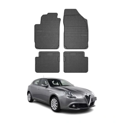 Abbildung von OMAC Gummi Fußmatten kompatibel mit Alfa Romeo Giulietta 2010 2020 Automatten Schwarz 4X