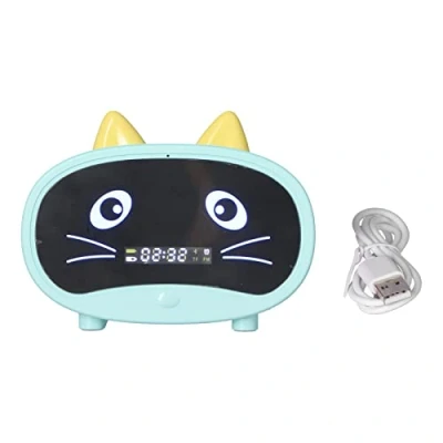 Abbildung von ciciglow Bluetooth Lautsprecher, Kleiner Radiowecker für Schlafzimmer, Doppelalarm, LED Anzeige, Süßes Katzenohr Design, Unterstützt Speicher und USB Soundkarten, UKW Radio, Eingebauter(Grün)