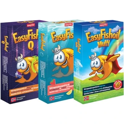 Abbildung von EasyFishoil Multipack Multivitamin + Vitamin D3 Cholin Omega 3 Jelly für Kinder 30 Tage, Soft Fischöl Hochdosiert, reines Kapseln natürlichem, KIDS