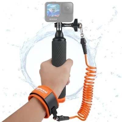 Abbildung von Action Cam Rutschfester Schwimmender Handgriff Floating Hand Grip Handler Selfie Stick mit Stahlkern Sicherheitsband für GoPro Insta360 Akaso Unterwasserkamera Tauchen Schnorcheln Surfen Kajakfahren