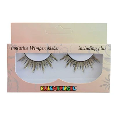 Abbildung von Eulenspiegel 000601 Künstliche Wimpern, Schwarz/Silber/Gold, 1 ml Spezial Wimpernkleber, Anleitung, für Karneval, Mottoparty