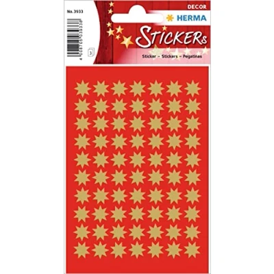 Abbildung von HERMA 3933 Aufkleber Sterne Gold mini, 210 Stück, 10 mm, Stern Sticker aus Papier, Weihnachtssticker Sternaufkleber für Weihnachten Geschenke Adventskalender Dekoration Kinder Belohnung DIY Basteln