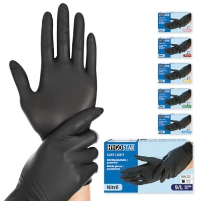 Abbildung von HYGOSTAR Nitrilhandschuhe Safe Light, puderfrei, schwarz, 1 Packung = 100 Stück, Größe: L