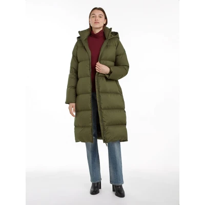 Abbildung von Tommy Hilfiger Casual MAXI Daunenmantel, Damen, Größe: Large, Army green