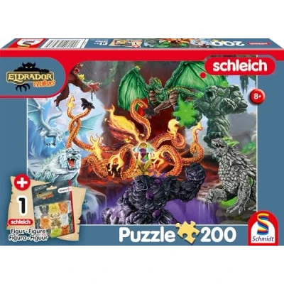 Abbildung von Schmidt Spiele 56566 Eldrador, Fiese Kreaturen, 200 Teile Kinderpuzzle, mit Einer Orginal Schleich Figur