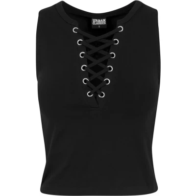 Abbildung von Urban Classics Ladies LACE UP Cropped TOP Top, Damen, Größe: Small, Black
