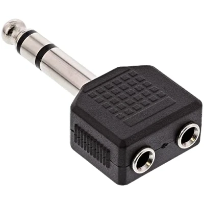 Abbildung von InLine 99304 Audio Adapter, 6,3mm Klinke Stecker Stereo an 2x 3,5mm Buchse