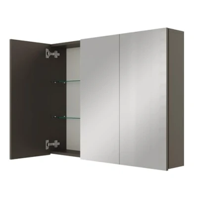 Abbildung von Planetmöbel ARIA Spiegelschrank Bad 90 cm breit Badschrank hängend mit Spiegel Anthrazit, ohne Leuchte und Steckdose, Gäste WC x 70 16