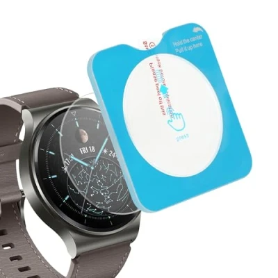 Abbildung von kwmobile 2X Schutzglas kompatibel mit Huawei Watch GT 2 Pro Folie Hart Glas Schutzfolie für Smartwatch Displayschutz Fitness Tracker Transparent