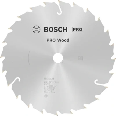 Abbildung von Bosch 1x PRO Wood Kreissägeblatt für Akku Handkreissägen (für Weichholz, Hartholz, Ø mm, Professional Zubehör Handkreissäge)
