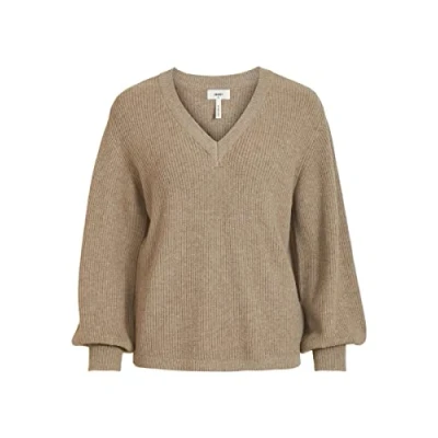 Abbildung von Object Objmalena L/S Strickpullover, Damen, Größe: Medium, Fossil