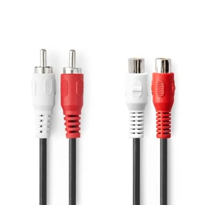 Abbildung von NEDIS Stereo Audiokabel 2x RCA Stecker Cinch Buchse Vernickelt 2.00 m Rund Schwarz Label