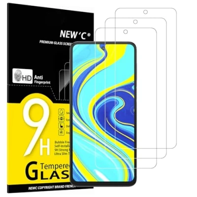 Abbildung von NEW&#039;C 3 Stück, Panzer Schutz Glas für Xiaomi Redmi Note 9S, 9 Pro, Pro Max, Frei von Kratzern, 9H Härte, HD Displayschutzfolie, 0.33mm Ultra klar, Ultrabeständig