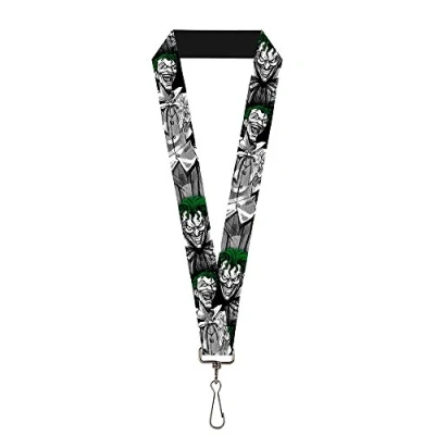Abbildung von Buckle Down Unisex Schlüsselband 2,5 cm Joker lachende Posen schwarz/weiß/grün Schlüsselanhänger, Mehrfarbig, One Size