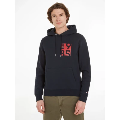 Abbildung von Tommy Hilfiger Chest Print Hoody Sweatshirt, Herren, Größe: Small, Desert sky
