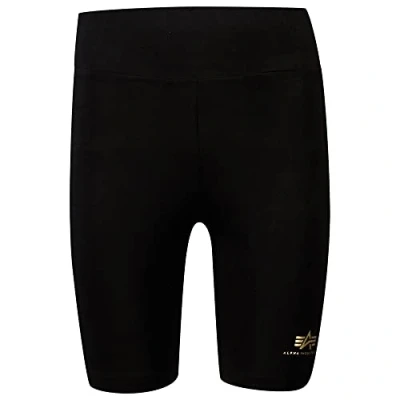 Abbildung von Alpha Industries Basic Bike Shorts SL Foil Print Wmn Short für Damen Black/Yellow Gold