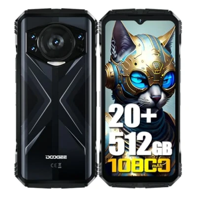 Abbildung von DOOGEE S118 Smartphone ohne Vertrag (2024), Helio G99 Octa Core 20GB + 512GB, 10800mAh Akku / 33W, Robustes 4G, 50MP Kamera (12MP Infrarot) 8MP 32MP, Android 14 6.58 Zoll, NFC Schwarz