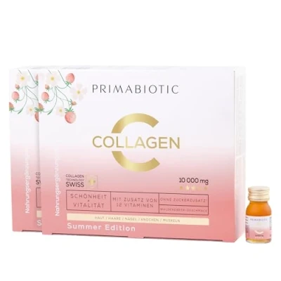 Abbildung von Primabiotic Collagen Kollagen Peptide Paket 30 Flaschen 30ml Hoher Kollagengehalt [10.000 mg] hohe Qualität 90ml Absorption 95% (Summer Edition)