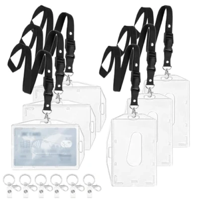 Abbildung von 6 Stück Ausweishülle mit Lanyard,Durchsichtige Kartenhülle,Badge Holder Karten für Ausweishalter,ausweishüllen,Scheckkartenhülle (6 Pcs Lanyard)