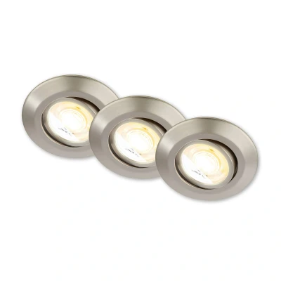 Abbildung von BRILONER 3er Set LED Einbaustrahler 230V Gehäuse 50% recycelt, Dimmbar, Schwenkbar, Ra90, Farbtemperaturwechsel, Spot, flach, Deckenspots, Einbauleuchten, 90x24mm (DxH), Matt Nickel