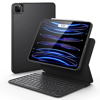 Abbildung von ESR Ascend Tastatur Hülle Lite, iPad kompatibel mit Pro 11/iPad Air 5/4, magnetische abnehmbare, verstellbarer Hoch /Querformatmodus, leicht tragbar, federnde Tasten, Schwarz