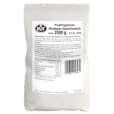 Abbildung von RUF Pudding Himbeere, Puddingpulver für Himbeerpudding, nur mit Milch und Zucker aufkochen, Großgebinde, glutenfrei, ohne Allergene, 1x1000g