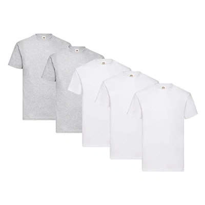 Abbildung von Fruit of the Loom 5er Pack T Shirts, 3X Weiss + 2X Grau 1 HL Kauf Notizblock, Größe XXL