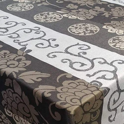 Abbildung von DecoHomeTextil Heimtextilmanufaktur Flair Emotion 100% Baumwolle Jacquard Meterware Tischdecke Stoff Stofftischdecke Schwarz Breite &amp; Länge wählbar 160 x 230 cm Eckig wasserabweisend abwaschbar
