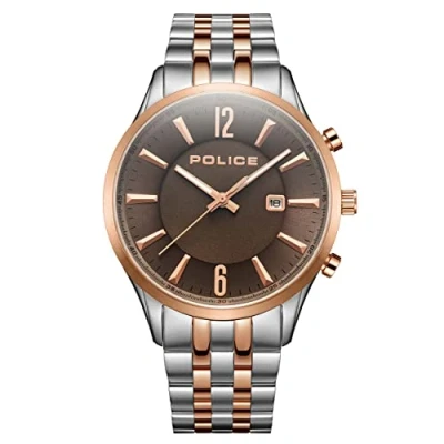 Abbildung von Police Laser Herren Armbanduhr mit warmgrauem Zifferblatt und silberfarben/rotgoldenem Edelstahlarmband, 44 mm Edelstahlgehäuse in Markenuhrenbox PEWJH2194441 2 Jahre Garantie, blau, Einheitsgröße,
