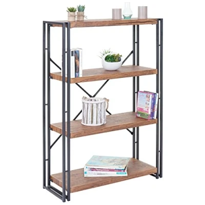 Abbildung von Mendler Bücherregal HWC A27, Standregal Wohnregal, 121x80cm 3D Struktur 4 Ebenen, Wildeiche Optik