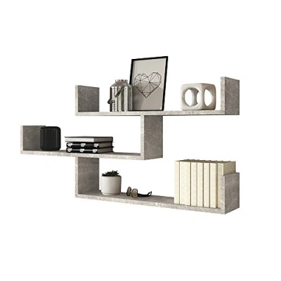 Abbildung von Selsey Kassi Wandregal, Hängeregal, Bücherregal mit 3 Regalböden, 55 x 119 cm (Beton Smart)