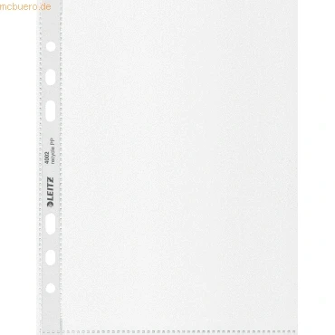 Abbildung von Leitz A5 Prospekthüllen, 25 Stück, Universallochung , Matte Oberfläche, 100 Mikron Folienstärke, 100% recyclebar, Umweltfreundlich, Recycle Serie, Farblos, 40020003