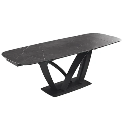 Abbildung von Riess Ambiente Ausziehbarer Esstisch Papillon 180 260cm weiß Keramik Marmor schwarz Metall