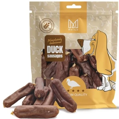 Abbildung von Mersjo Premium Entenwürste für Hunde, 500g, Glutenfrei, 90% Entenfleisch, Natürliche Hundesnacks