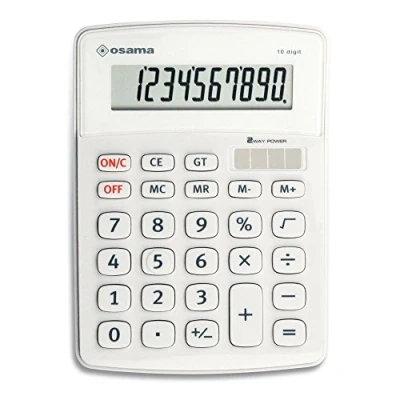 Abbildung von Osama BIG DISPLAY, 10 stelliger Taschenrechner mit LCD Display Soft Touch Tastatur angenehm zu bedienen Weiß
