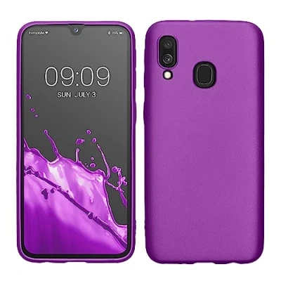 Abbildung von kwmobile Case kompatibel mit Samsung Galaxy A40 Hülle Schutzhülle aus Silikon metallisch schimmernd Handyhülle Metallic Violett
