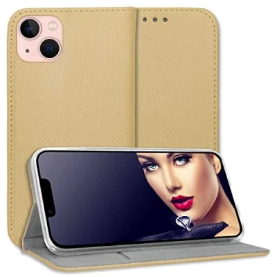 Abbildung von mtb more energy® Klapphülle Smart Magnet kompatibel mit iPhone 13 Mini (5.4&#039;&#039;) Gold Bookstyle Klapp Cover Hülle Wallet Case
