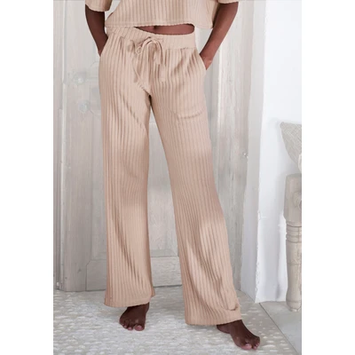 Abbildung von Lascana Homewearhose Nachtwäsche Hose sandmelange, Damen, Größe: 48/50, Sand melange